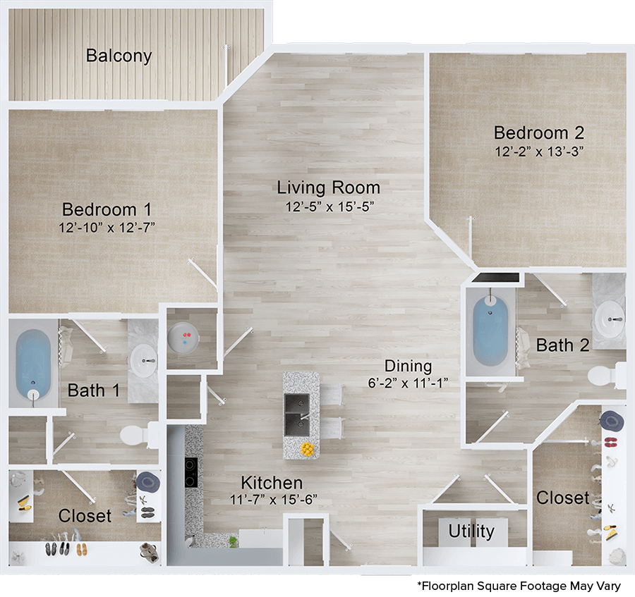 A Snapper C unit with 2 Bedrooms and 2 Bathrooms with area of 1151 sq. ft